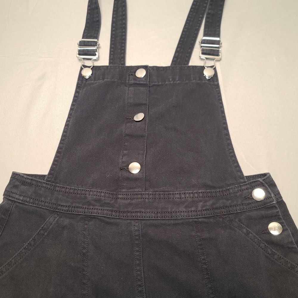 H&M Divided Pinafore Dress Womens 12 Black Denim Grunge Indie Dark Academia Edgy